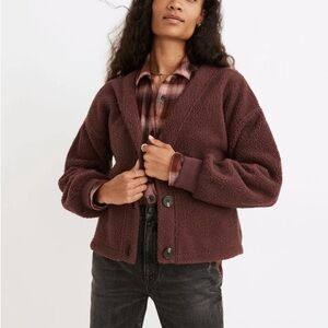 Madewell (Re)sourced Fleece Crop Cardigan - Size Medium